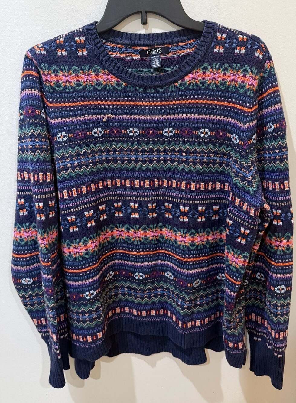 Chaps Denim Fair Isle Sweater Size XL